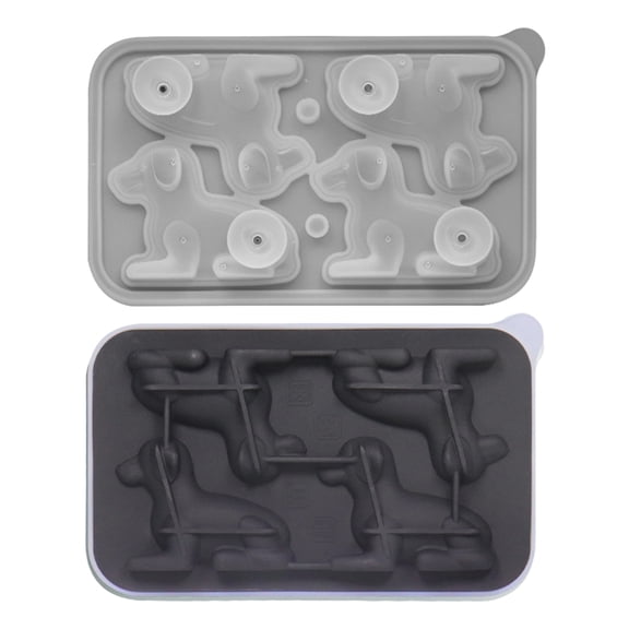 Animal Shape 3D Silicone Ice Mold with Funnel Lid, Whiskey Ice Ball Tray, Cocktail Ice Mold for Brandy and Drinks,Black