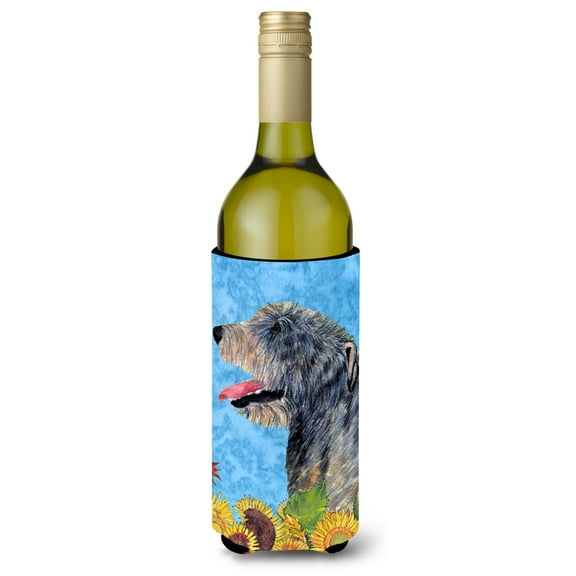 Irish Wolfhound in Summer Flowers Wine Bottle Hugger