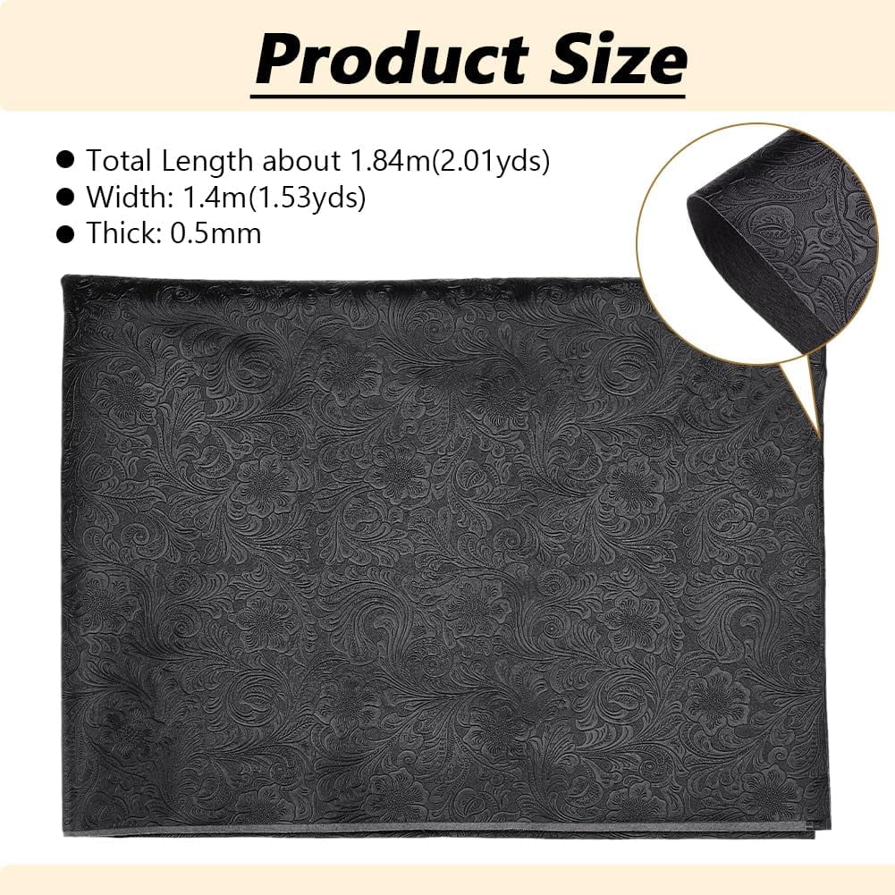 72x55 Inch Faux Leather Fabric 0.5mm Thick Embossed Leather Sheets Vintage Floral Synthetic Repholstery Leather Vinyl Textured Leather Rolls for DIY Sewing Crafts Making Floral White