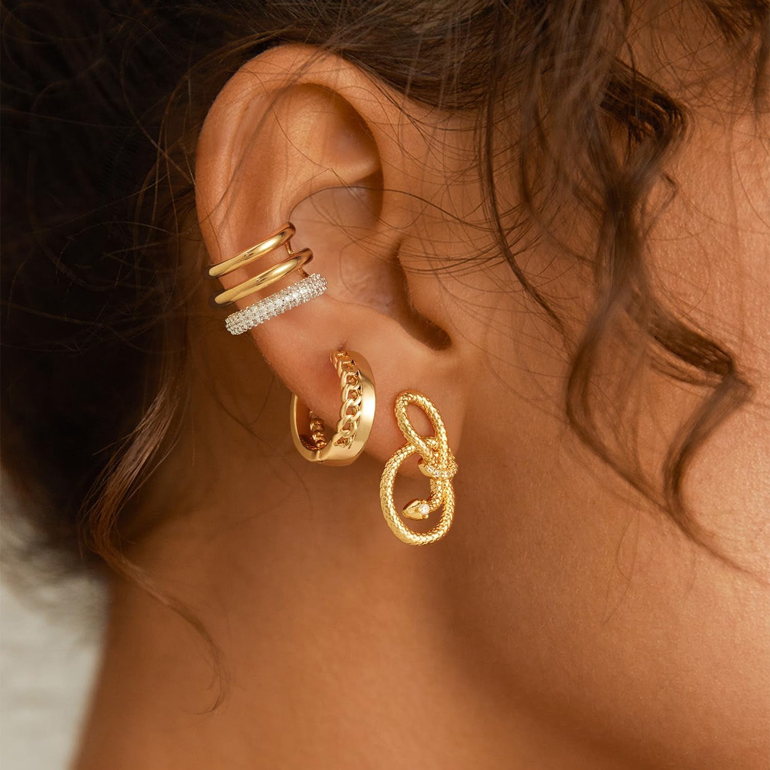 Colorful Chunky Clip-On Ear Cuffs For Women - No Piercing Needed, Cartilage Wrap Earrings