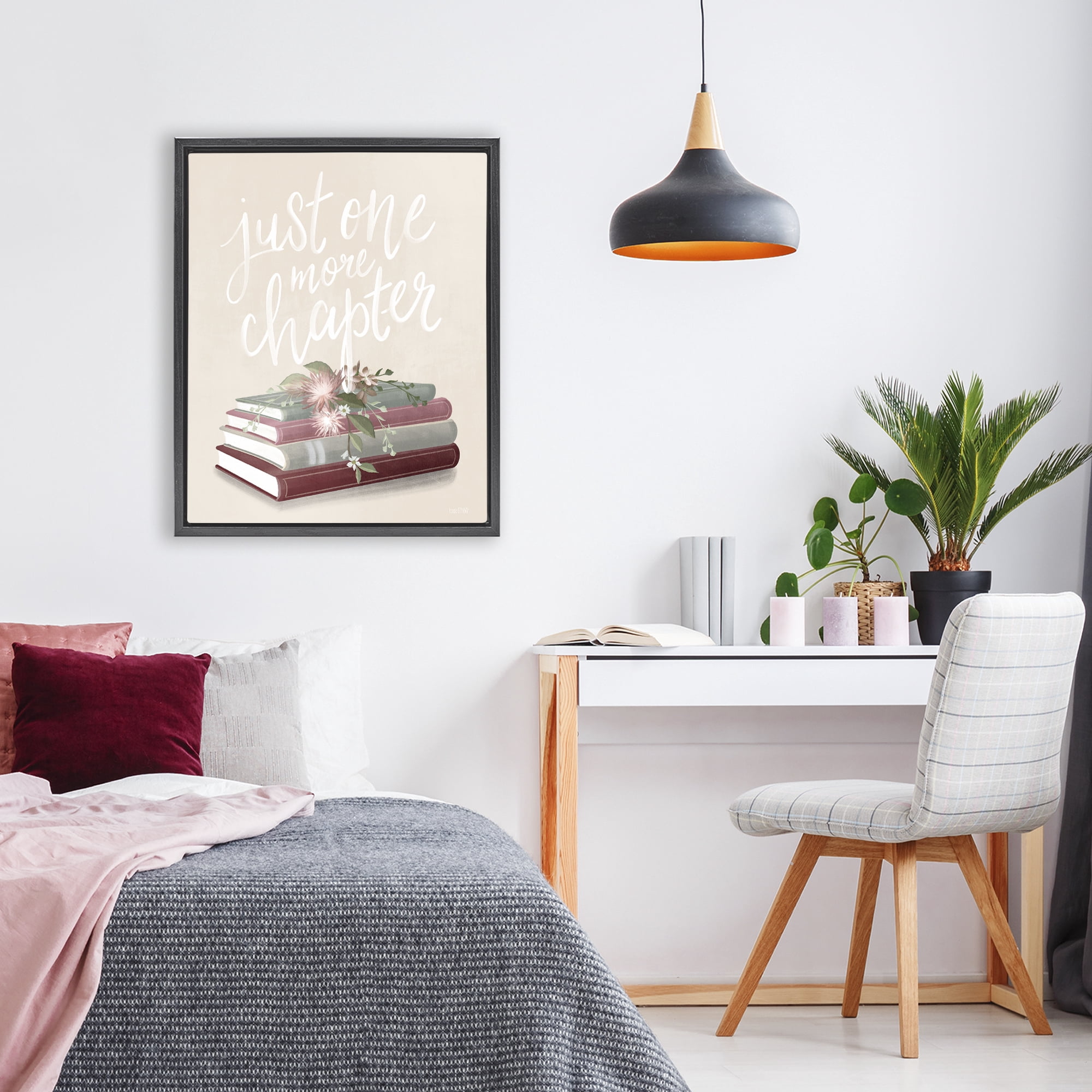 Stupell Industries One More Chapter on Beige Black Framed Floater Canvas Wall Art, design by House Fenway