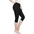 thumbnail image 2 of 2Luver, Women's, Stretchy 5 Pocket Mid-Rise Solid Color Classic Skinny Capri Uniform Pants, Black, 15, 2 of 3