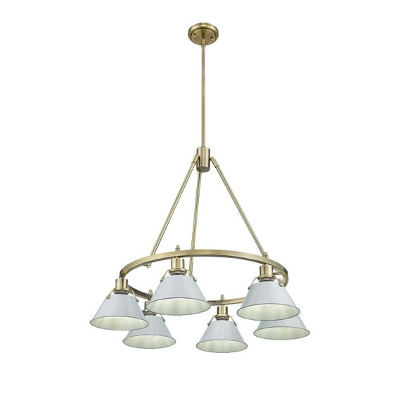 3306-6 AB-DB Golden Lighting Orwell - 6 Light Chandelier-20.38 Inches Tall and 29 Inches Wide-Aged Brass Finish-Dusky Blue Shade Color