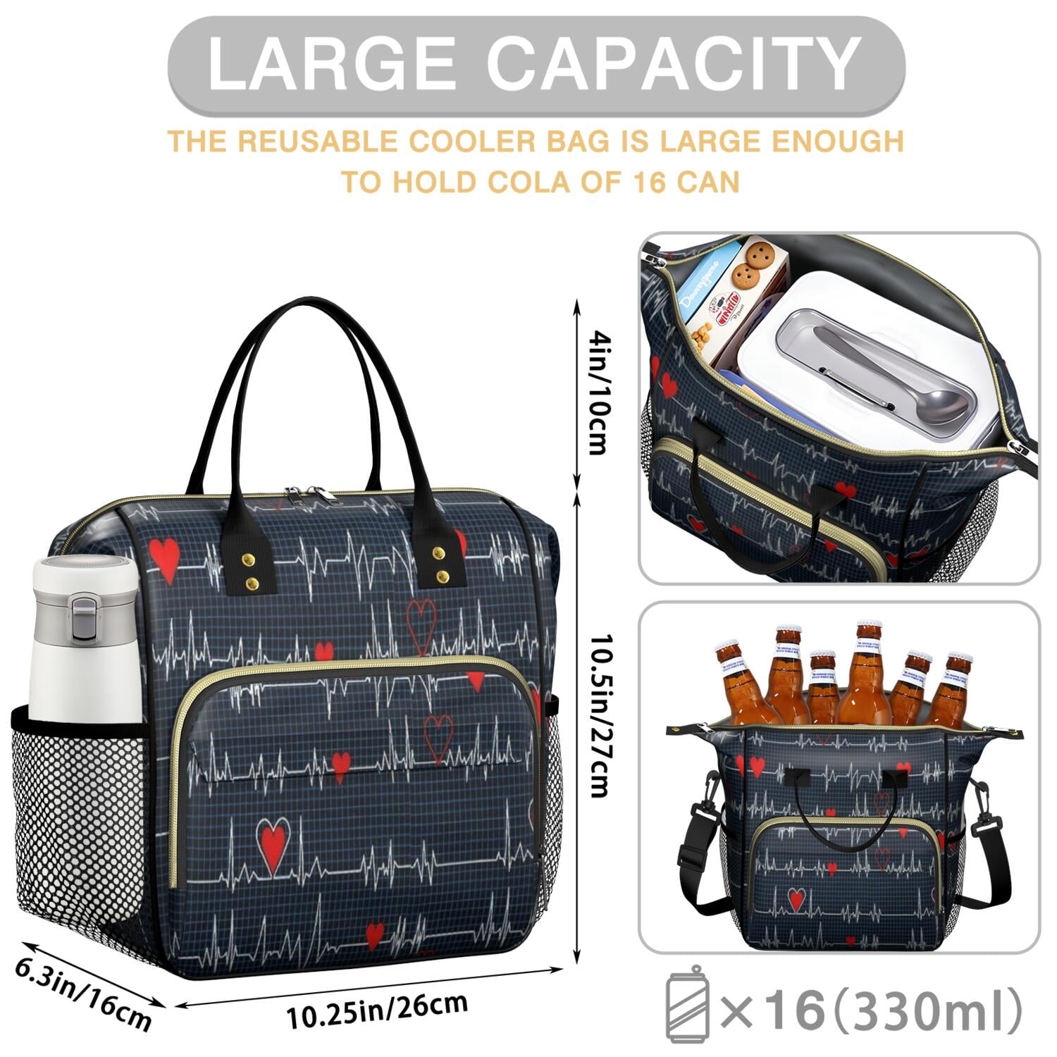 Nurse Nursing Saving Lives Every Day Cute Nurse Aesthetic Nurse Life Cute Funny Future Nurse Large Insulated Lunch Bag Dual Compartment Leakproof Lunch Box Waterproof Cooler Tote with Adjustable Strap