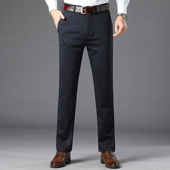 Amzcrzy Men's Pants Men Solid Business Casual Pockets Outdoor Button Zipper Pants Trousers Men's Dress Pants Men Dress Pants Pants for Men Men's Clothing Slacks for Men