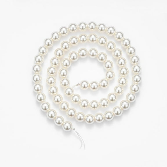 OrchidJewel 6mm Round Natural Shell Pearl Beads Loose Beads for DIY Beading Jewelry Making 60 Beads 40cm Length