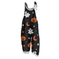 thumbnail image 2 of Womens Halloween Pumpkin Print Sleeveless Jumpsuit Casual Wide Leg Fashion Fall Romper Cute Halloween Costume White 2XL, 2 of 5