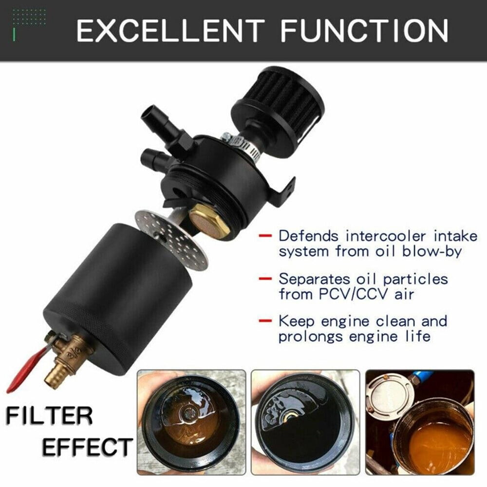 200ml Universal Aluminum Oil Catch Can with Durable Breather Filter for Universal Car Motor Vehicle