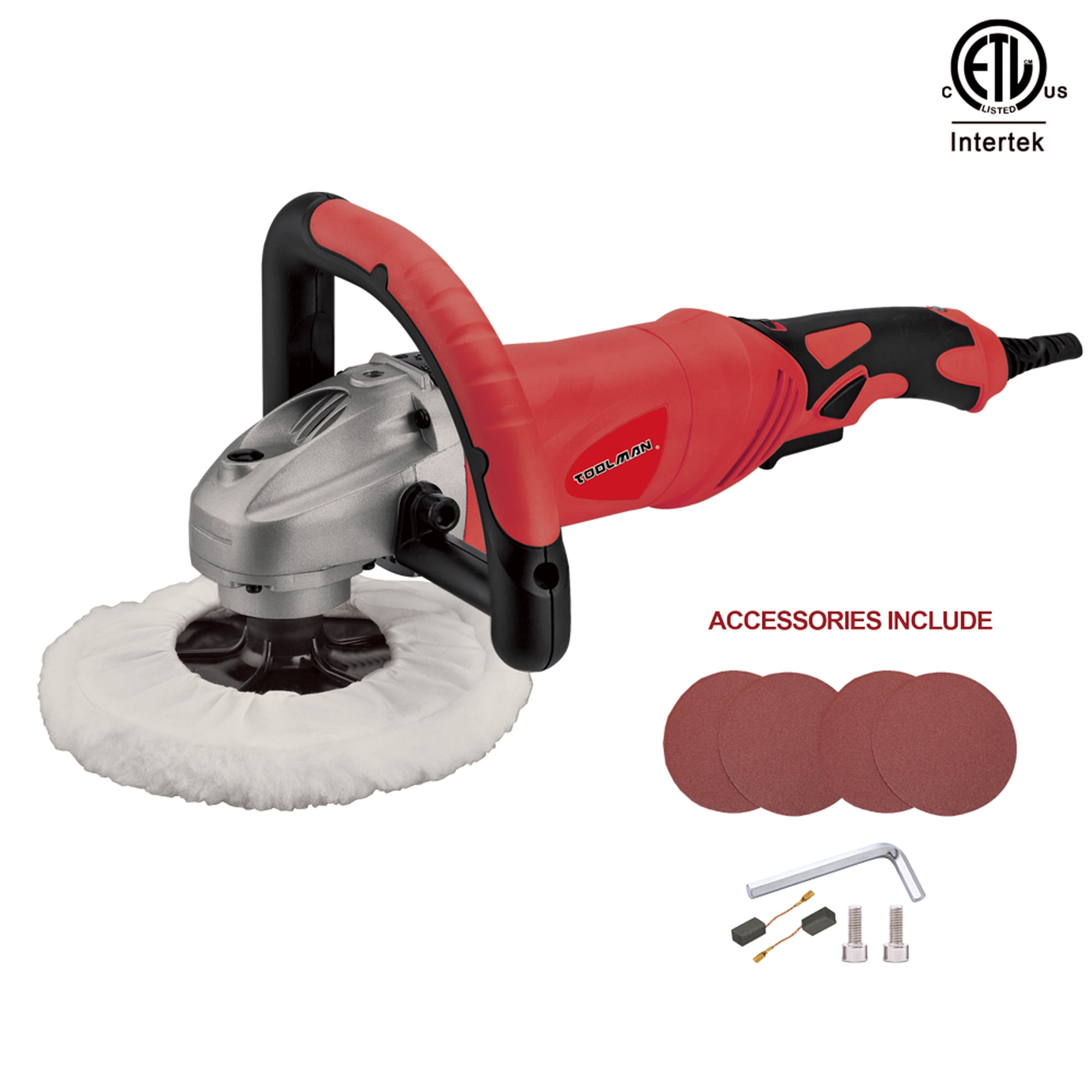 Toolman 7PCs Electric Polisher Sander Paint Care Tool 7" 12A amps Variable Speed 