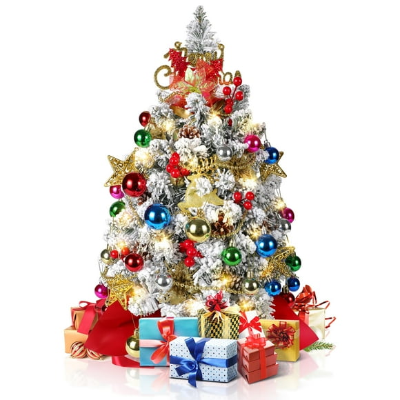 Nefalea para árbol de Navidad de 2 pies con 60 luces LED y más de 50 adornos