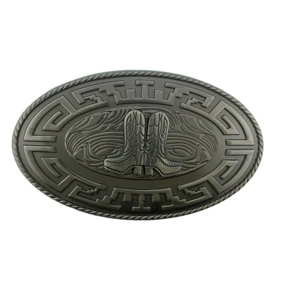 Cowboy Boots Belt Buckle Western Rodoe Texas Style Brushed Metal Finished