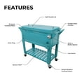 thumbnail image 5 of Permasteel 80-Qt Antique Outdoor Steel Patio Cooler on Wheels, Rolling Cooler Cart, Wooden Teak Style, Teal, 5 of 11