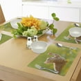 thumbnail image 4 of Ambesonne Animal Place Mats Set of 4, Ladybug Cats Dandelions, Standard Size, Earth Yellow Pale Green, 4 of 6