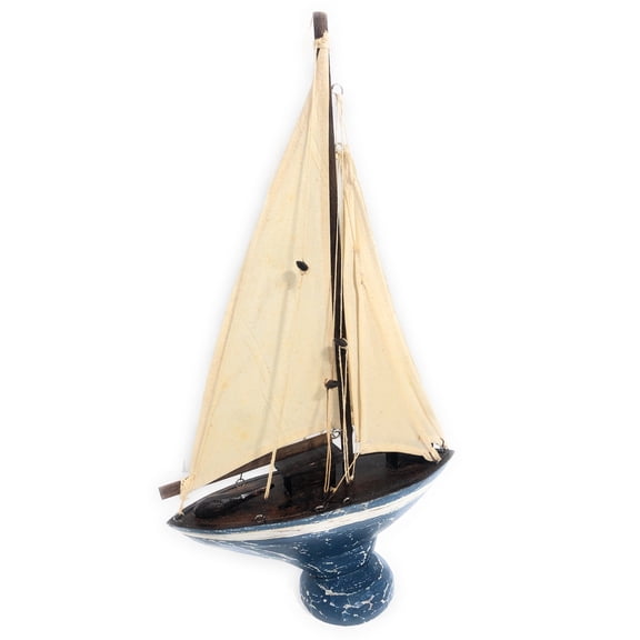Sailboat Replica 20" Wooden - Free Standing - Red Nautical Decor | #ort1700650b