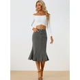 thumbnail image 3 of Falda vaquera casual de cintura alta con volantes y cola de pez para mujer Gris Negro XS, 3 of 6