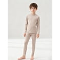 thumbnail image 6 of TiaoBug Kids Thermal Base Layer Set Boys Girls 2 Piece Thermal Long Sleeve Top with Tights Leggings Set Khaki 140, 6 of 7
