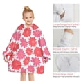 thumbnail image 6 of Pioneer Flower Floral Print Pattern Blanket Hoodies for Kids 6-13YR Oversize Wearable Blanket Hoodies for Boys Girls Teens, 6 of 7