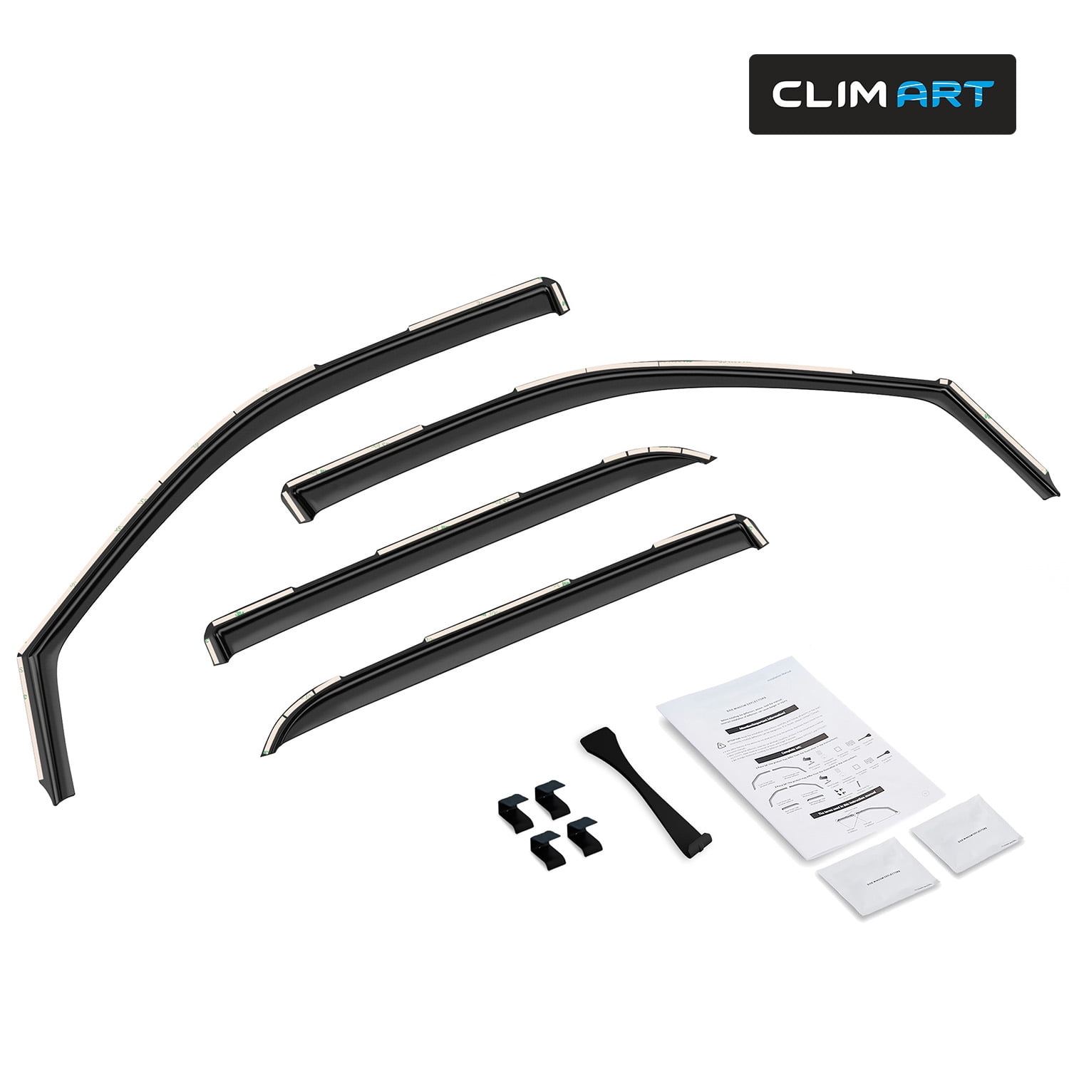 CLIM ART in-Channel Incredibly Durable Rain Guards for Dodge RAM 2009-2018 1500 Crew Cab,Mega Cab,Original Window Deflectors,Vent Window Visors, Vent Deflector Smoke Truck Accessories 4 pcs- 609006