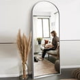 thumbnail image 2 of 64.17in. x 21.26in. Minimalism Style Wooden Arched Silver Full-length Mirror With Standing Living Room Mirror, 2 of 5