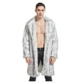 thumbnail image 3 of guisaled Mens Faux Fur Coats Winter Long Jacket Fluffy Parka Overcoats Open Front Turn Collar Cardigan Outwear With Pockets, 3 of 9