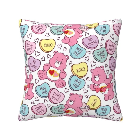Care Bears Throw Pillow Cover Home Decor, Art Deco Pillowcase Cushion Cover for Bed Sofa Living Room, Square Pillow Case 1pc 16x16