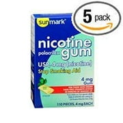 Angle View: Sunmark Nicotine Polacrilex Gum 4 mg Mint - 110 ct, Pack of 5