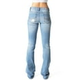 thumbnail image 3 of Machine Jeans Women's Juniors Mid Waist Distressed Bootcut Jeans (11, Light Denim), 3 of 7