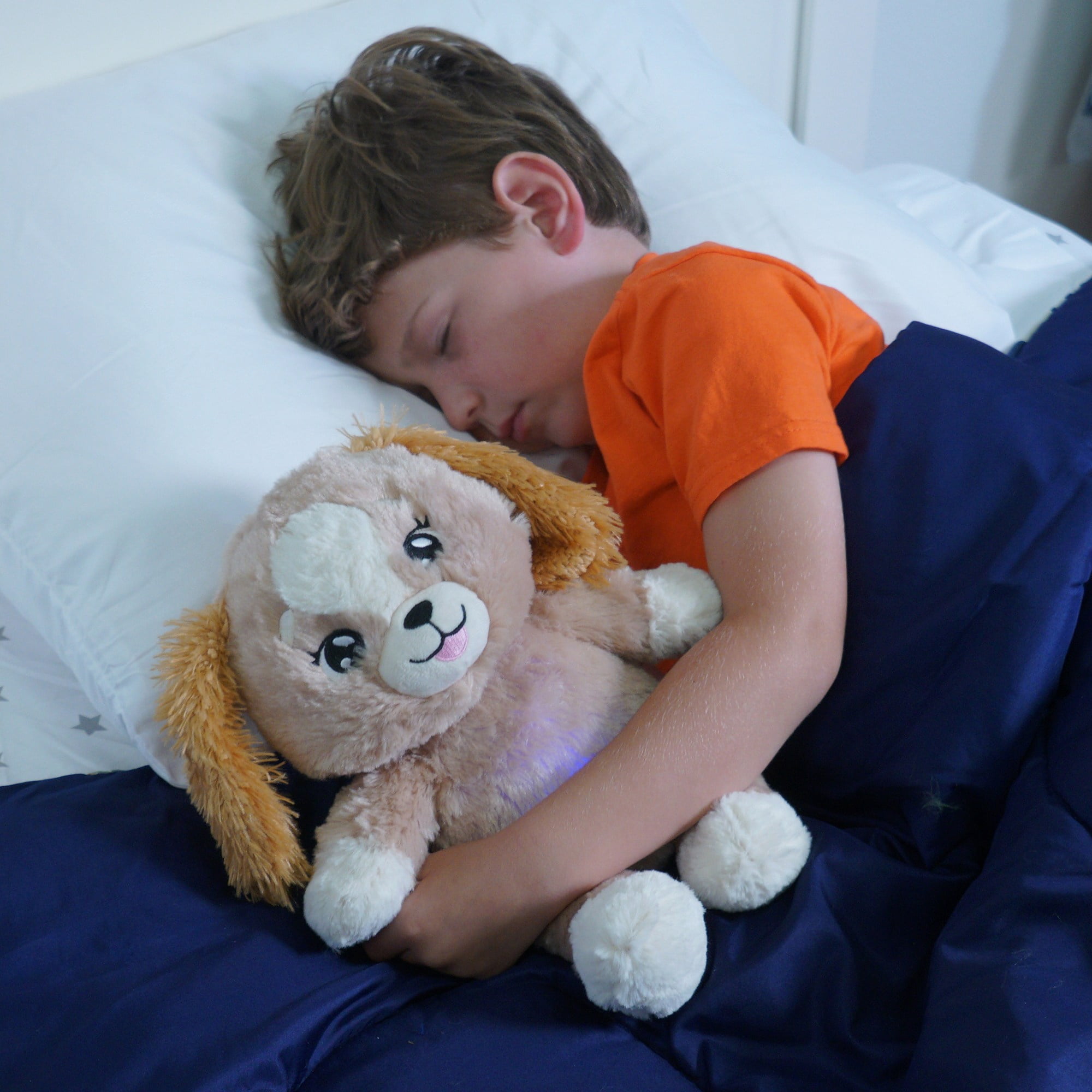 Happy Nappers: Lullabrites Brown Dog - Musical Light Up Bedtime Plush - Plays 3 Lullabies, Soft Stuffed Animal, Day & Night Soothing Toy, Kids