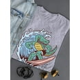 thumbnail image 3 of Cool Surfer Crocodile T-Shirt Women -Smartprints Designs, Female XX-Large, 3 of 4