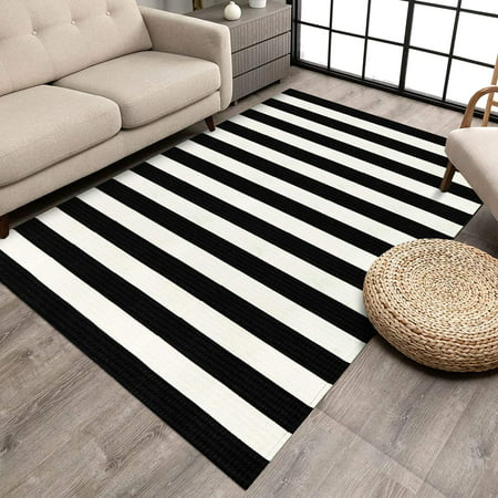 Zc5hao Black And White Striped Area Rug, Best Black And White Area Rugs