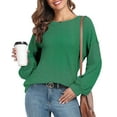 thumbnail image 3 of WUJINXIA Womens Long Sleeve Tops Round Neck Dress Shirts Casual Basic Pullover, 3 of 5