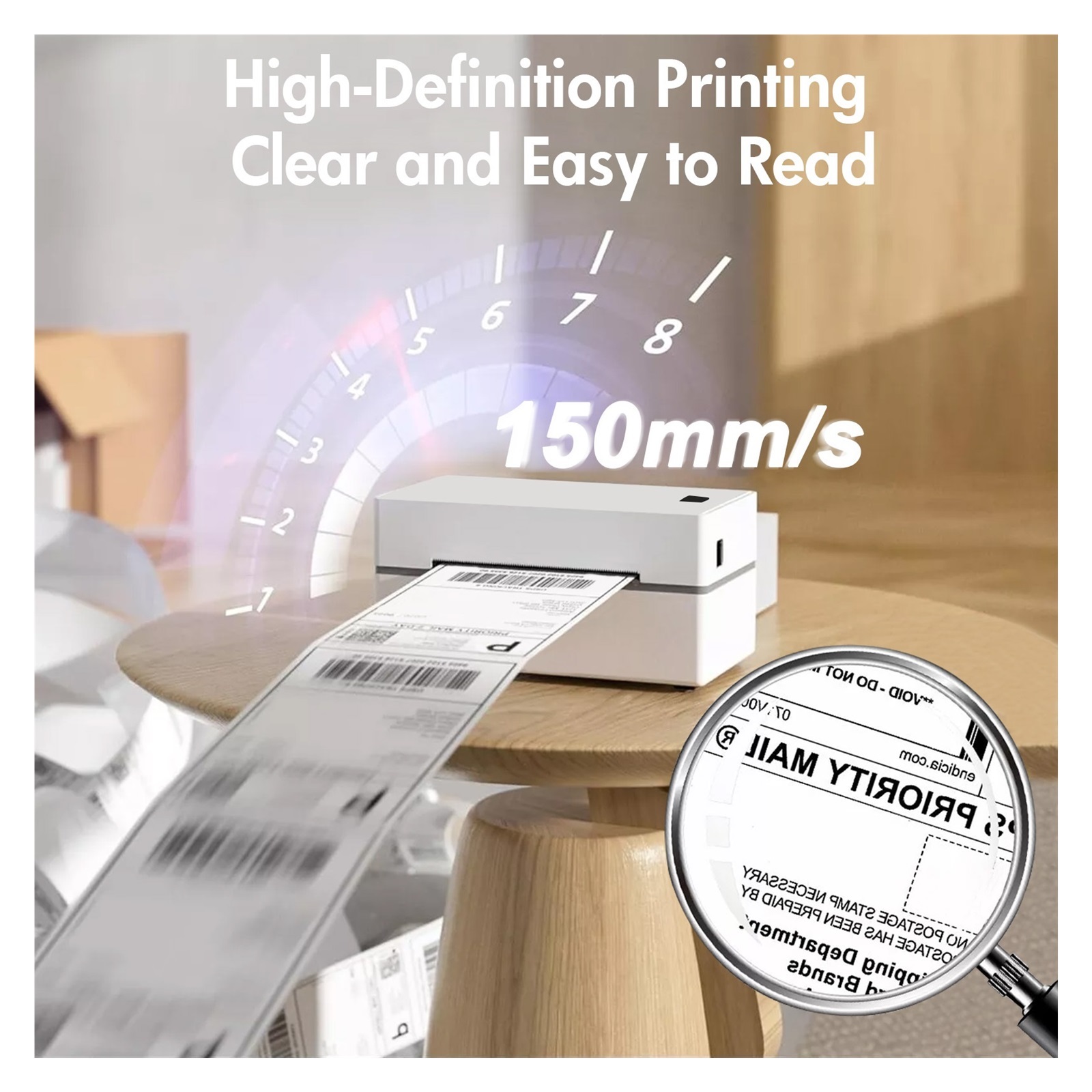 Thermal Label Printer Portable No Ink Required for Small Business WiFi Bluetooth USB High Speed