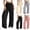 Black, variant on Womens Ribbed Wide Leg Sweatpants Drawstring Elastic Waist Workout Pants Casual Comfy Black L