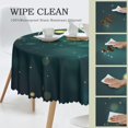 thumbnail image 4 of Round Tablecloth Teal Snowflake Winter Christmas 60 Inch Table Cover for Dining Polyester Cloth with Scalloped Edges Stain Resistance Kitchen Picnic Party Restaurant Decoration, 4 of 6
