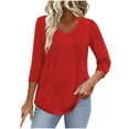 thumbnail image 2 of Baysbule Women's V-Neck Pleated Casual T-Shirt Lightweight Soft Polyester Top for Daily Wear, 2 of 6