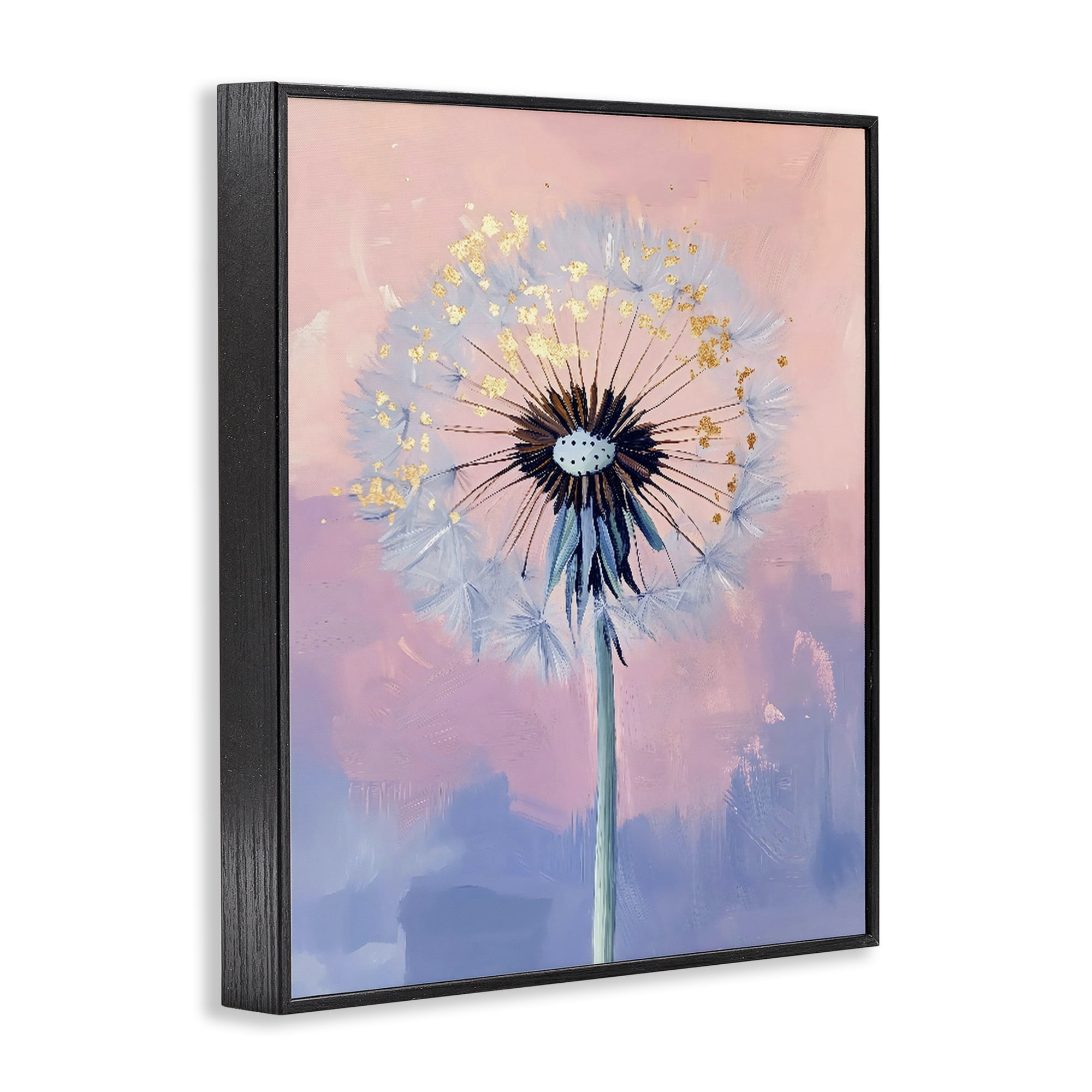 Stupell Industries Pastel Dandelion with Gold Seeds Black Framed Giclee Art, design by The Prints Vibe