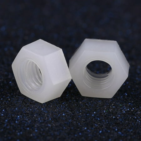 

2024 100 pcs M2-M8 Nylon Hex Nut Metric Thread Hexagon Fastener Professional Hardware White(M3)