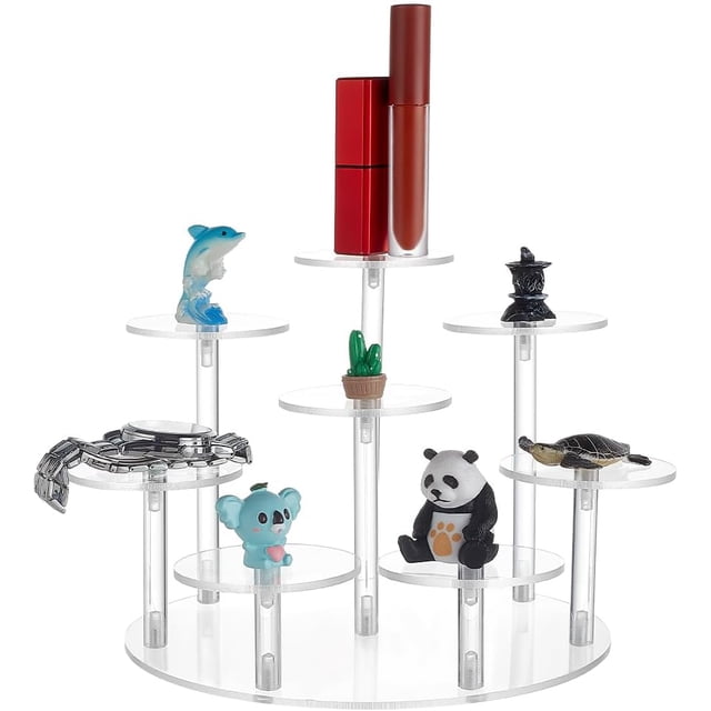 PH PandaHall Acrylic Riser Display Shelf 8-Tier Clear Risers Stand Multilevel Round Acrylic Stands Mini Figure Display Riser Stand Collectibles Organizer Holder for Cupcake Collectibles