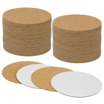 Uxcell 100-Pack Self-Adhesive Cork Sheets, 3 x 3 Inch Round Backing Cork Tiles Mat for DIY Coaster [1mm Thick]