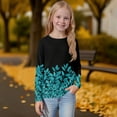 thumbnail image 5 of Drmagiyhm Girls T Shirts Size 10-12 Basic Shirt Floral Print Tshirt Casual Crewneck Stylish Girls Comfy Long Sleeve Tees 5-6 Years Cyan, 5 of 5