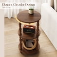 thumbnail image 5 of Maliowa 3-Tier Side Table, Small Round End Table for Living Room Bedroom, Accent Table Narrow Nightstand with Storage Shelf, Walnut, 5 of 10