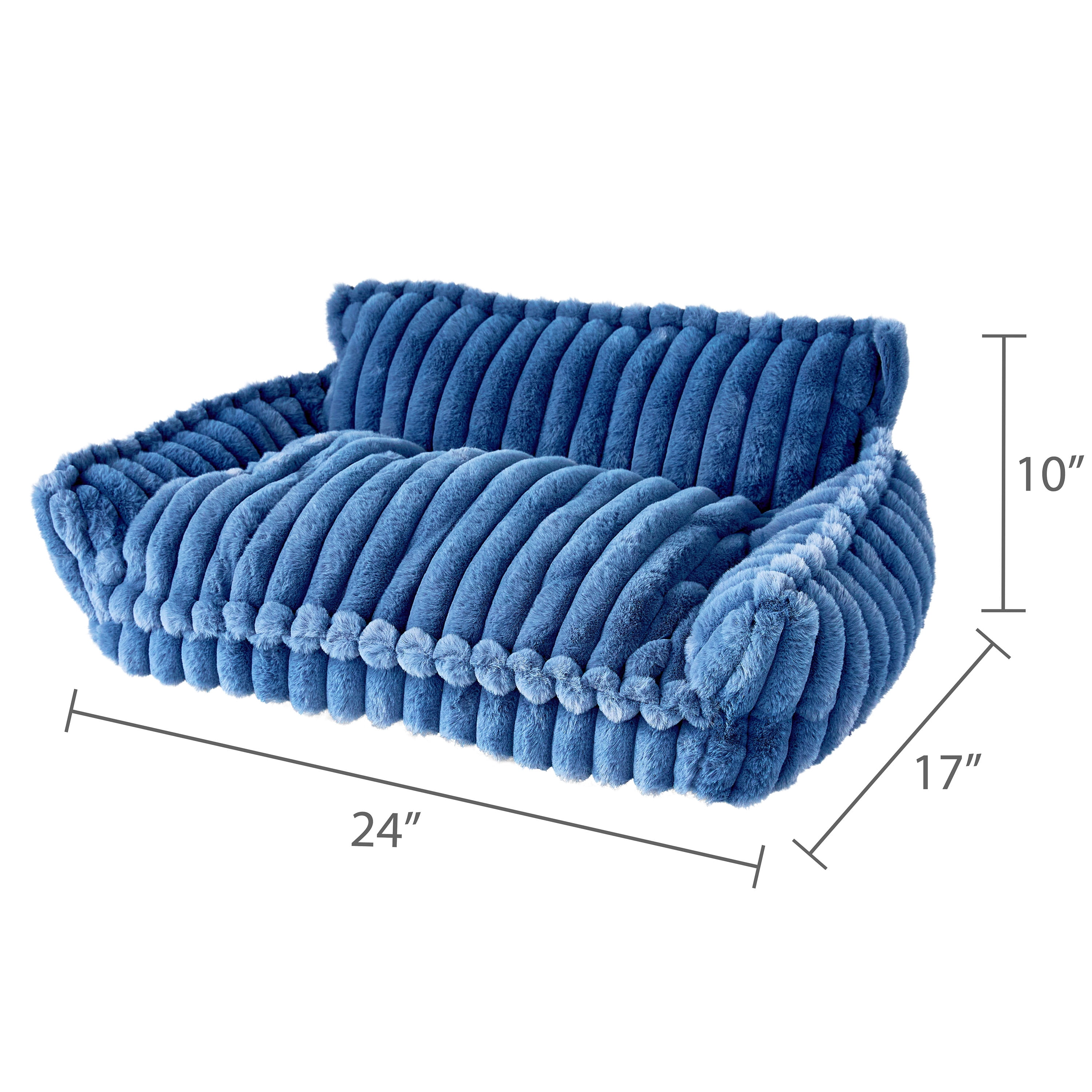 Vibrant Life Small Plush Cord Sofa Style Dog Bed, Blue, 17" x 24"
