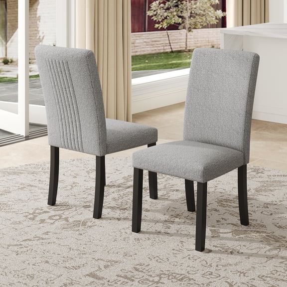 JUYG 4-Pack Gray Fabric Dining Chair, Solid Wood Legs, Padded Seat