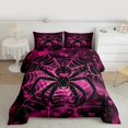 thumbnail image 2 of Manfei Hippie Spider Full Size Comforter Sets, Pink Spider Web Bedding Comforter Set, Black Happy Halloween Bedding Sets, Microfiber Bedroom Decor, Reversible 3-Piece, 2 of 8