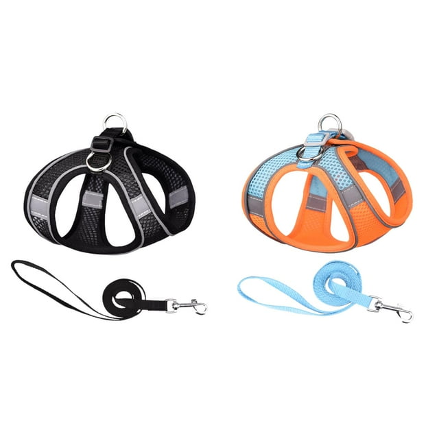(2-Pack) Rinsvye Soft Mesh Dog Harness Dog Front Pack Chihuahua and Leash Set for Puppy Sweater Walking Summer Step in Vest Harness Reflective Bands Adjustable No Pull Pet Supplies for Small Dogs an