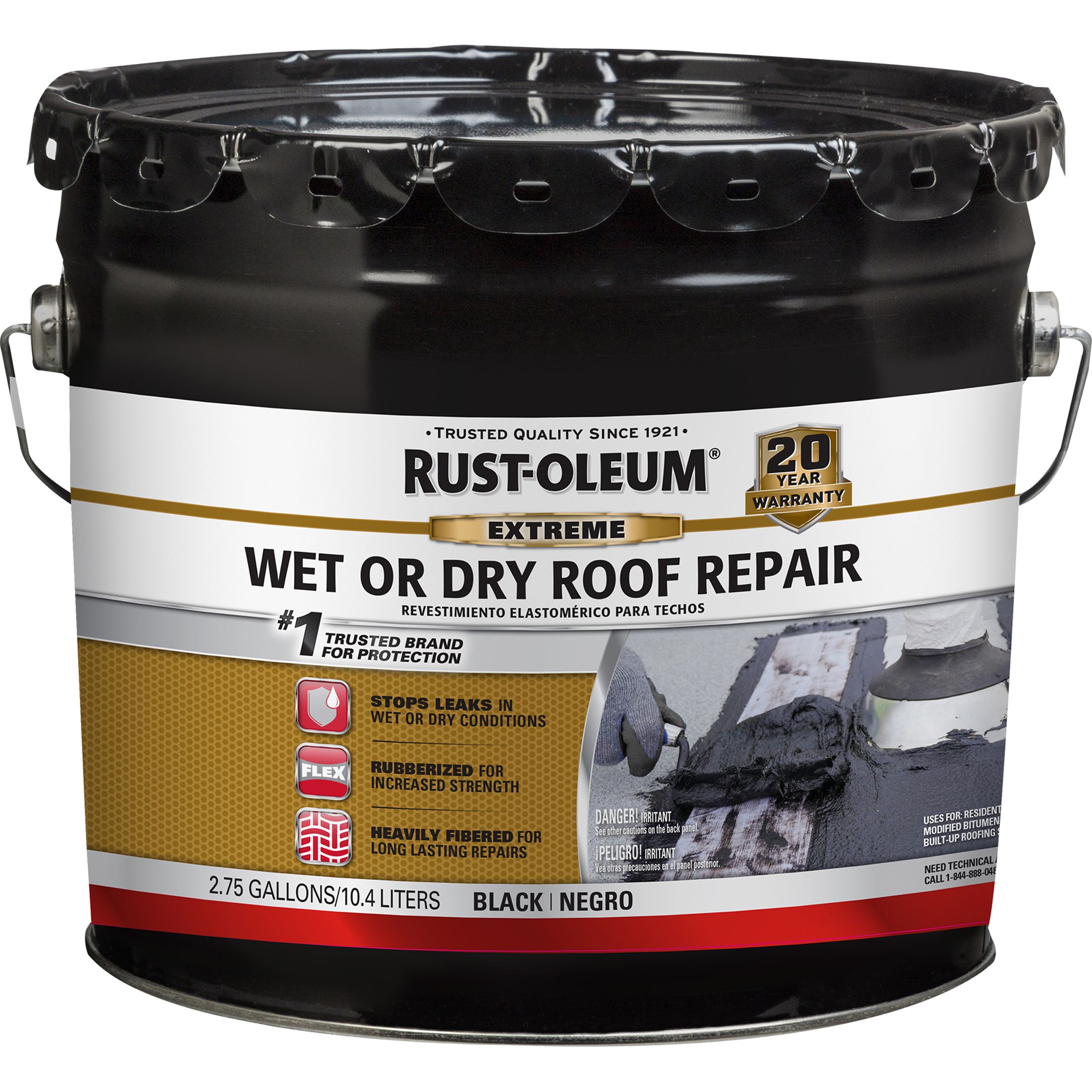 Black, Rust-Oleum Roofing Extreme Wet Or Dry Roof Repair Cement - 351250, 2.75 Gallon- 1 Pack