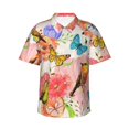thumbnail image 1 of Balery Flowers And Birds Watercolor Camisas hawaianas de manga corta para hombre, camisas playeras de corte holgado, camisas de vacaciones con botones,XX-Large, 1 of 7