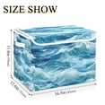 thumbnail image 5 of Yayeee Collapsible Cube Storage Bin with Lid Fabric Closet Decorative Basket with Handles, Green Watercolor Ocean Waves, 5 of 7