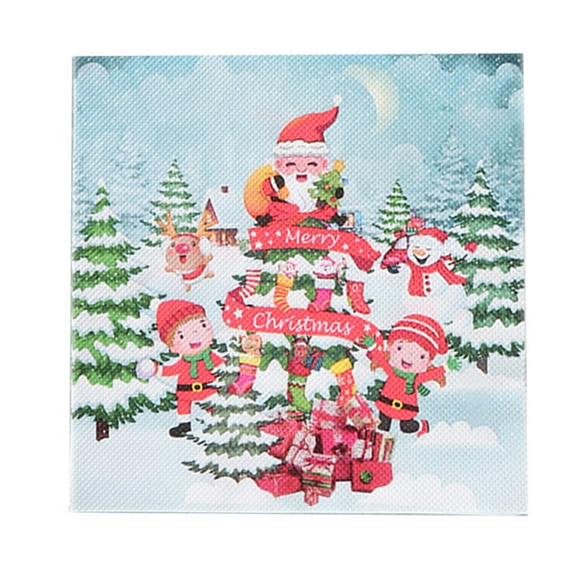 C 20-Pack Christmas Colorful Printed Paper Napkins Disposable Holiday Party Dinner Tableware For Festive Gatherings And Celebrations Design C
