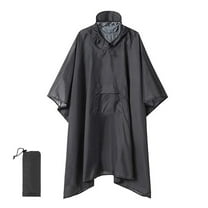 Xfvqtps Mens and Womens Rain Poncho with Hooded and Brim Long Reusable Solid Color Adjustable Drawstring Waterproof Cycling Outdoor Activities Rain Jackets Raincoat with Storage Bag Black
